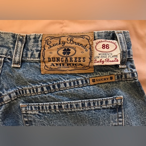 Vintage Lucky Brand Low Rise Flare Dungaree Jeans - 10 / 30 - Picture 11 of 12